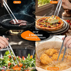 12-Inch Stainless Steel Kitchen Tongs Set, Straight & Round Edge Cooking - Image 5