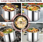 P&P CHEF 14 QT Stock Pot with Lid, Stainless Steel Large Cooking Pot, Soup - Image 4