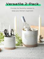 YHOSSEUN Utensil Holder Set of 2, Ceramic Utensil Holder - Image 5