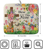 Easter Farmhouse Dish Drying Mat Funny Animal Dish Pad - Image 2