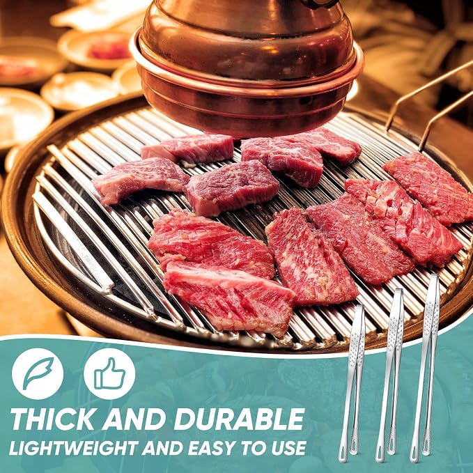 meekoo 6 Pcs 3 Size Stainless Steel Korean BBQ Grill Tongs Japanese Barbecue - Image 6