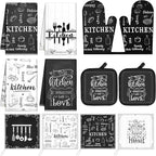 Bencailor 12 Pcs Farmhouse Kitchen Decor and Accessories Sets 4 Black and White by Bencailor