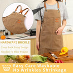Tosewever Canvas Cross Back Chef Cotton Aprons - Image 3
