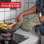 ARCLIBER Oven Mitts Heat Fire Resistant Oven Mitts 425 ° F, Quilted Terry Cloth - Image 3