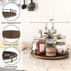 12" Lazy Susan Turntable Organizer, Round Wooden Lazy Susan Organization and - Image 3