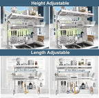 Over The Sink Dish Drying Rack, 3 Tier Adjustable Length Full Stainless Steel - Image 4