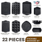 Kikcoin 22 PCS Nonstick Baking Pans Set, Stackable Bakeware Sets - Image 2