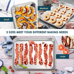 E-far Stainless Steel Baking Sheet Set of 3, 12.4”/10.5” /9.4” Cookie Sheet - Image 5