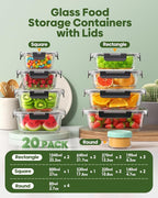 KEMETHY 40 PCS Glass Food Storage Containers - Image 2
