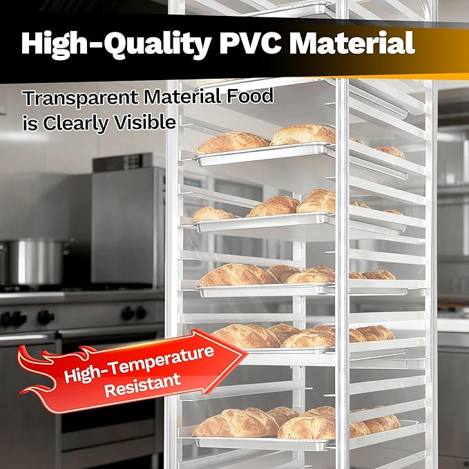 BIEAMA Bun Rack Cover – 10 Tier Commercial Bakers Racks Sheet Pan Rack Cover PVC - Image 4