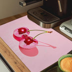 Pink Cherry Disco Ball Dish Drying Mat, Preppy Glam Cherries Coffee Bar Mat - Image 5