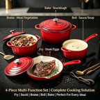 QuliMetal Enameled Cast Iron Cookware Set, 4-Piece Pots and Pans Set - Image 7