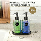 MASADI Soap Dispenser Set with Bamboo Tray, Dish and Hand Soap Lotion Dispenser - Image 2