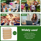 50-Pack 35oz Disposable Kraft Paper Bowls【with Lids and Forks】, Large Meal Prep - Image 6