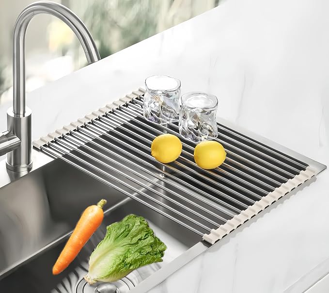 Roll Up Dish Drying Rack, 17.7" x 11.8" Over The Sink Dish Drying Rack by Sayehuanye