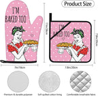Funny Oven Mitts and Pot Holders Sets Pink Kitchen Accessories Cute Kitchen - Image 4