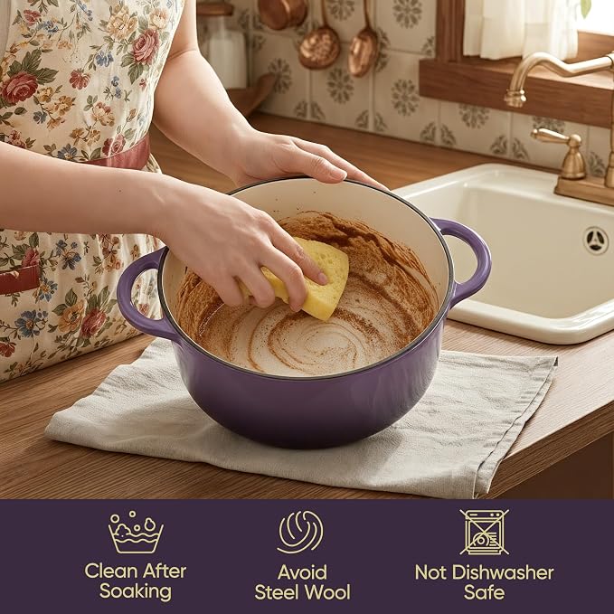 4.5 Quart Dutch Oven Pot with Lid, Non Stick Enameled Cast Iron Dutch Oven - Image 6