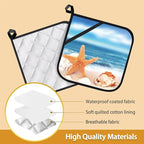 Beach Starfish Shells Pot Holder Set of 2, Heat Resistant Potholders Oven Hot - Image 3
