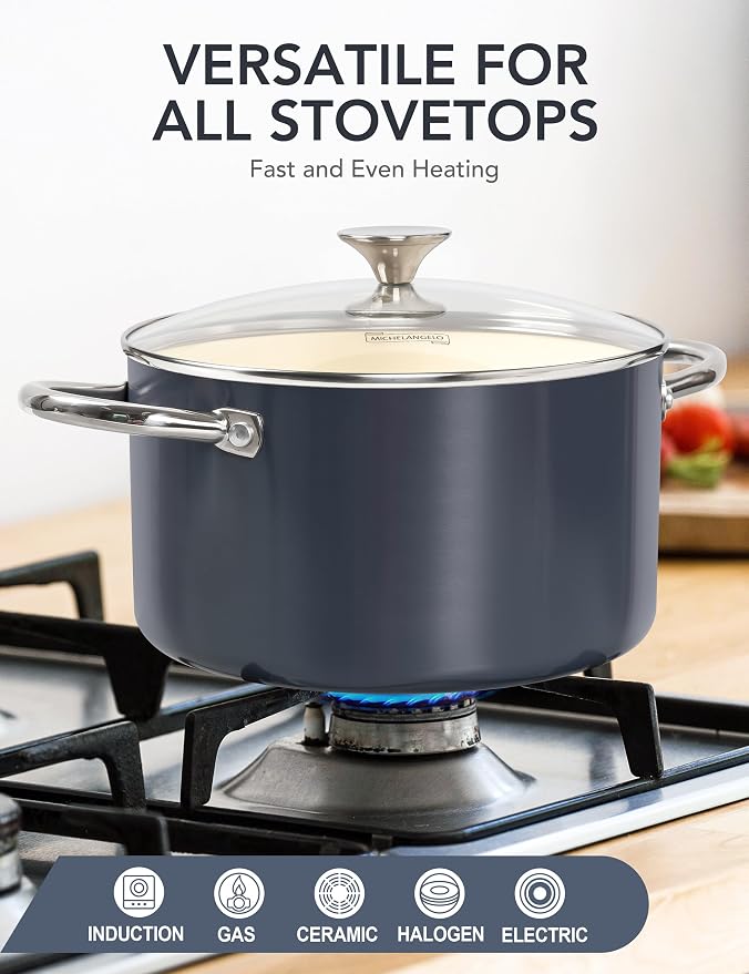 MICHELANGELO 6 QT Ceramic Stock Pot - Image 4