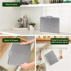 Silicone Dish Drying Mat 16x13, Food-Grade Silicone, Easy Clean Pad - Image 5
