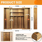 KITEISCAT Acacia Wood Expandable Silverware Organizer, Kitchen Utensil Drawer - Image 2