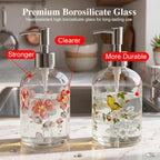 17oz Glass Soap Dispenser with Plastic Pump, 2 Pack Refillable Kitchen Soap - Image 2