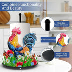 Hexagram Rooster Paper Towel Holder, Rooster Kitchen Bar Decor, Farmhouse - Image 3