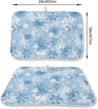 Christmas Dish Drying Mat 18x24 Inch Blue White Snowflake Winter Drying Mat - Image 2