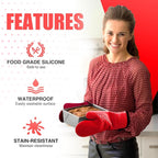 Silicone Oven Mitts, Heat Resistant 2PCS Oven Mitts - Image 5