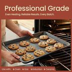 Diamond Bottom Cookie Sheet Set of 2, Nonstick Gray Carbon Steel Baking Pans - Image 3