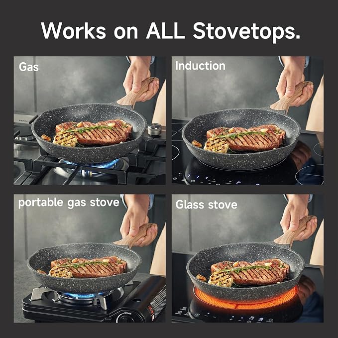 JEETEE 11 Inch Nonstick Frying Pan Stone Coating Cookware, Nonstick Omelette - Image 11
