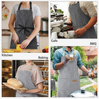 NLUS 2 Pcs Kitchen Cooking Aprons, Poly/Cotton Blend Adjustable Soft Bib Stripe - Image 7