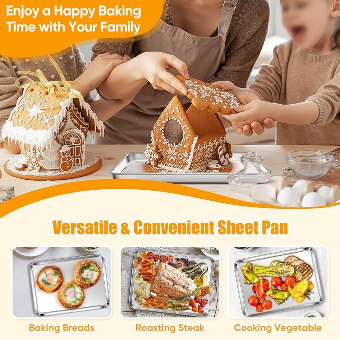 Homikit 2 Pack Baking Sheet, 9 x 7 Inches Stainless Steel Cookie Tray Set - Image 8