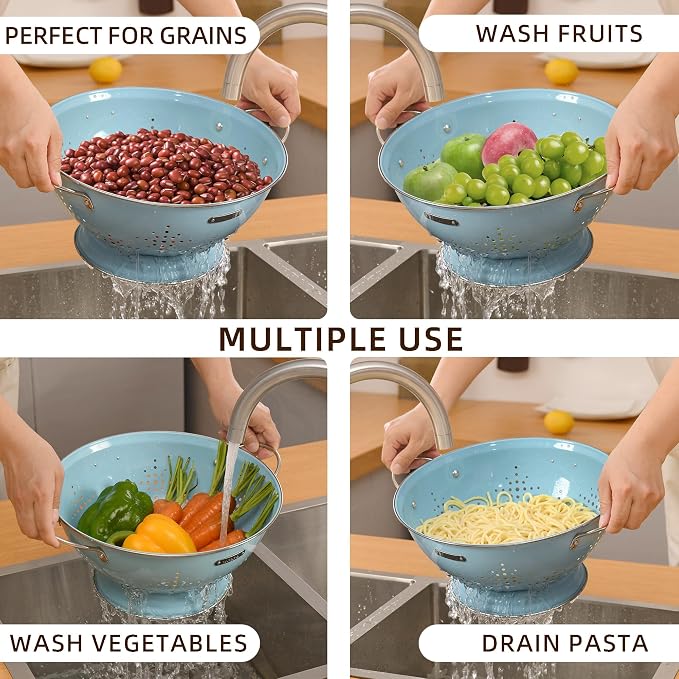 Metal Colander 2 Pack, Strainer Bowel - Image 6
