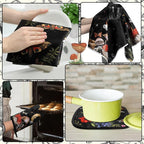 12 Pcs Black Witchy Kitchen Decor Set 4 Mushroom Kitchentowels 4 Absorbent - Image 4