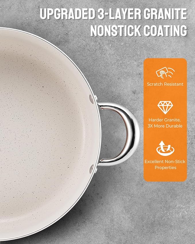 BEZIA Large 8 Quart Nonstick Cooking Pot - Image 2