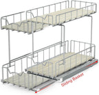 Simple Houseware 2-Tier Spice Rack Slide Out Wire Basket Drawer Organizer - Image 4
