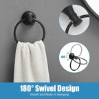 RUMOSE Toilet Paper Holder and Hand Towel Ring Matte Black Wall Mount Bathroom - Image 3