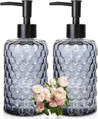 Clear Charcoal Blue Glass Soap Dispenser by Ulable