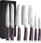 PAUDIN Chef Knife Set, 7 Pieces Kitchen Knife Set, High Carbon Stainless Steel by PAUDIN