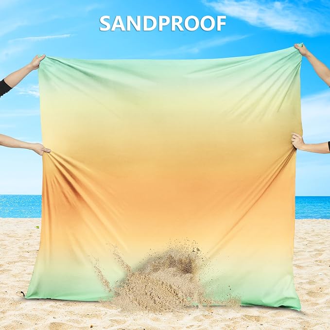 WIWIGO Beach Blanket Waterproof Sandproof Beach Mat 79" X 83"/10'x9'for 2-8 - Image 4