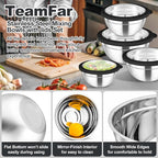 TeamFar Mixing Bowls Set, 4.5/3/1.5/1/0.7 QT Stainless Steel Nesting Salad Bowls - Image 5
