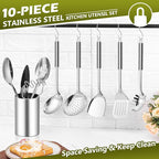 E-far Cooking Utensils Set, 10-Piece Stainless Steel Kitchen Utensils - Image 6