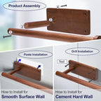 Wooden Paper Towel Holder for Kitchen, Adhesive Acacia Wood Paper Towel Holders - Image 5