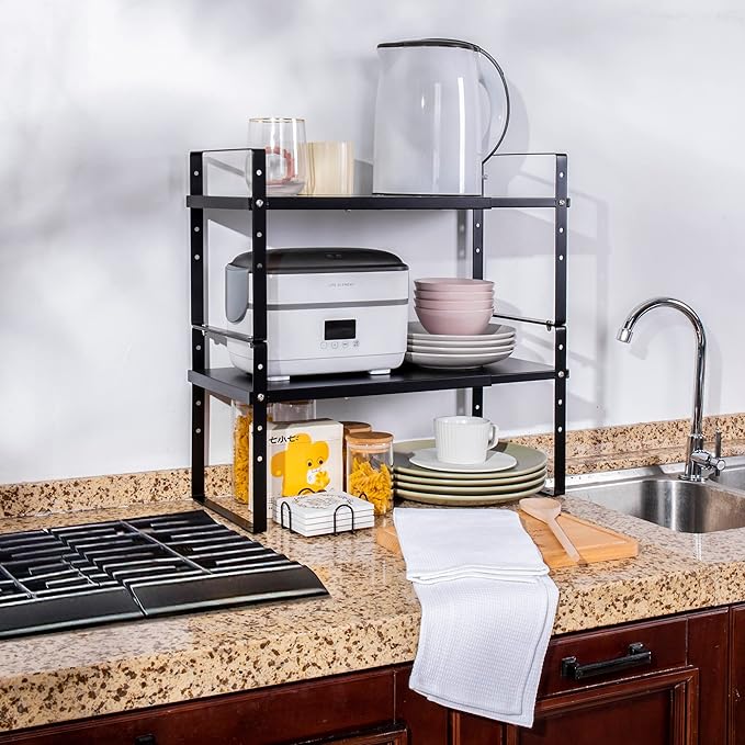 Across-Star Expandable Cabinet Shelf Organizer Rack, Stackable Kitchen Counter - Image 2