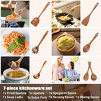 Wooden Utensil Set, WOTTISH 7Pcs Nonstick Wood Spatula, Wooden Kitchen Utensils - Image 4