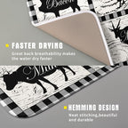 Farmhouse Animal Dish Drying Mat Buffalo Plaid Drainer Rack Mats Fast Dry - Image 3