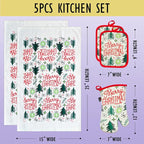Oven Mitts and Potholders Dish Towles Set 100% Cotton - Image 5