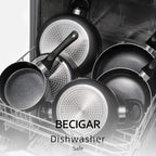 BECIGAR Black Ceramic Pots and Pans Set, Nonstick Pan Pots and Pans Set Non - Image 6