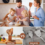 Wooden Spoons for Cooking, Comfortable Grip, Heat Resistant Kitchen Utensils - Image 6